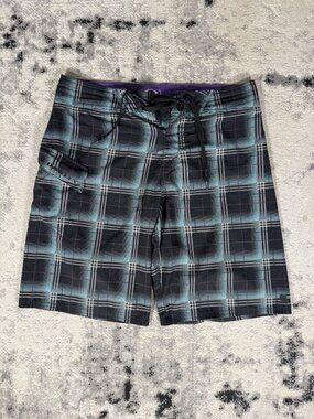 Y2K Oakley Checkered Blue Purple Checkered Board Shorts
